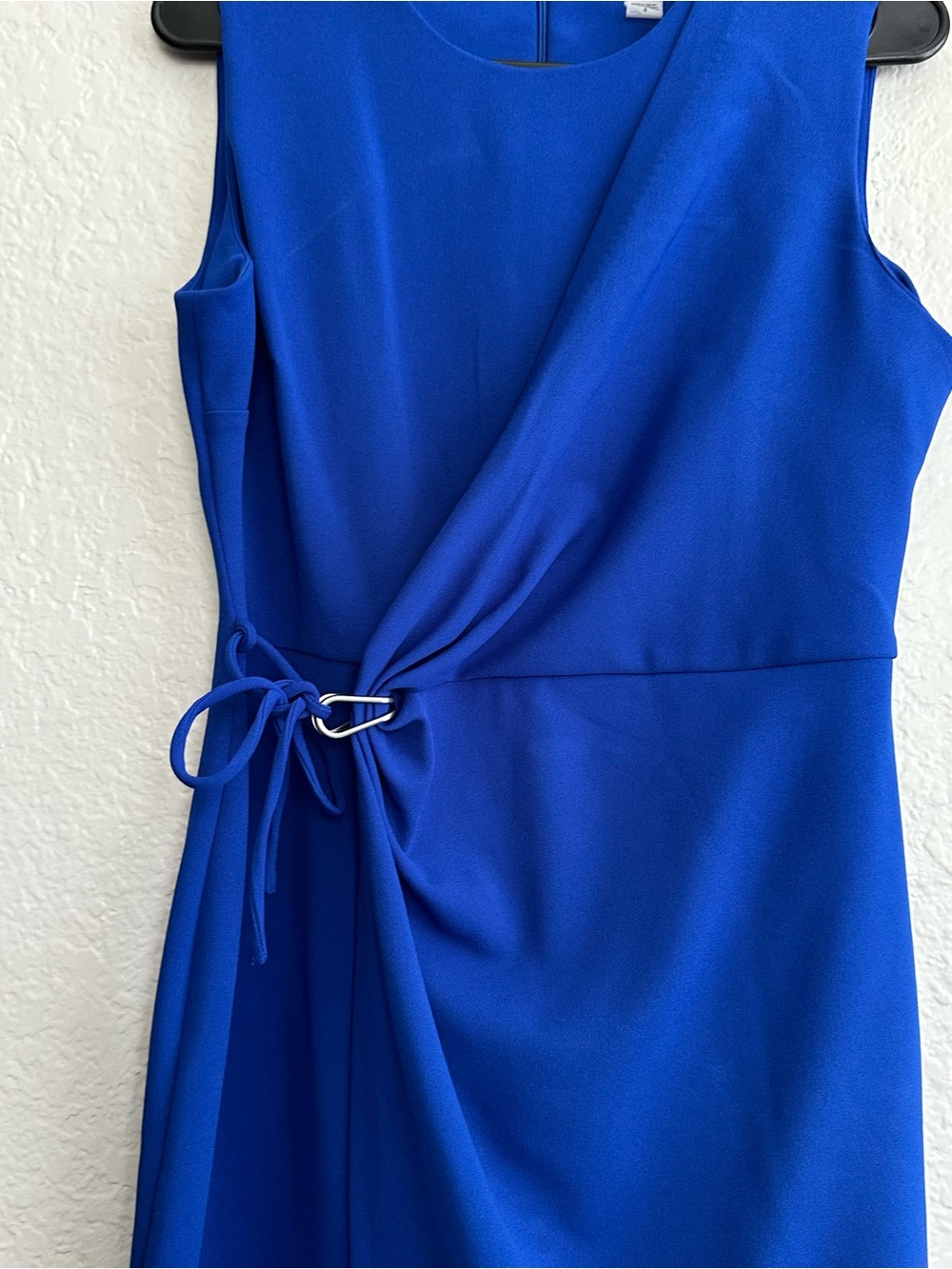 Calvin Klein Cobalt Blue Sleeveless Wrap-Accent Dress